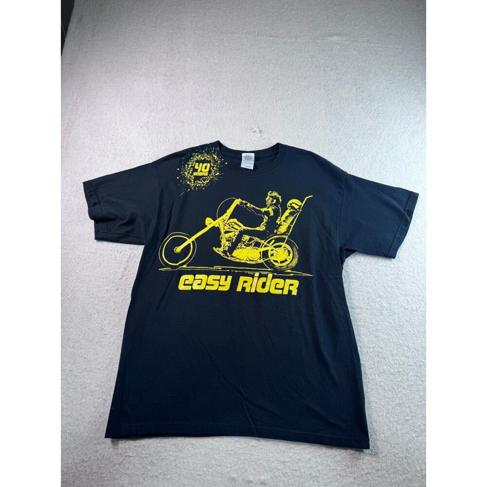 Easy Rider 40 Years Anniversary T-Shirt Black Yellow Graphic Movie Tee L Large
